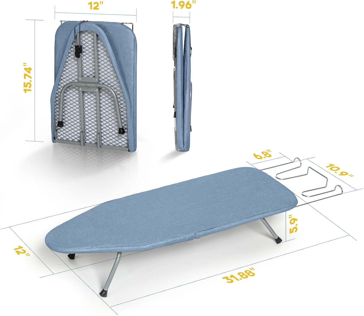 Table Top Ironing Board, RAINHOL Small Folding Iron Board Portable with Non-Slip Feet, Travel