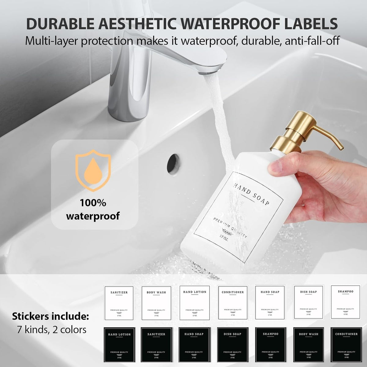 Gold Soap Dispenser Set, Glass Hand and Dish Soap Dispenser Set with Tray,Stainless Pump,14