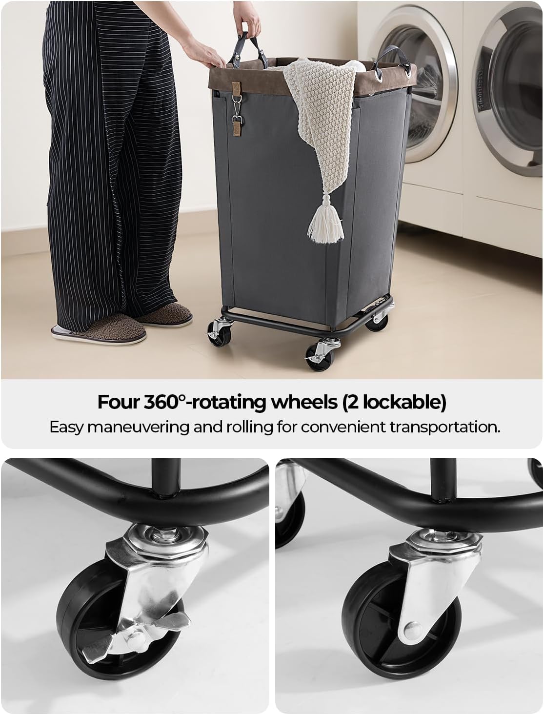StorageWorks 160L Laundry Basket with Wheels, Large Rolling Hampers for Clothing Organizer, Dirty