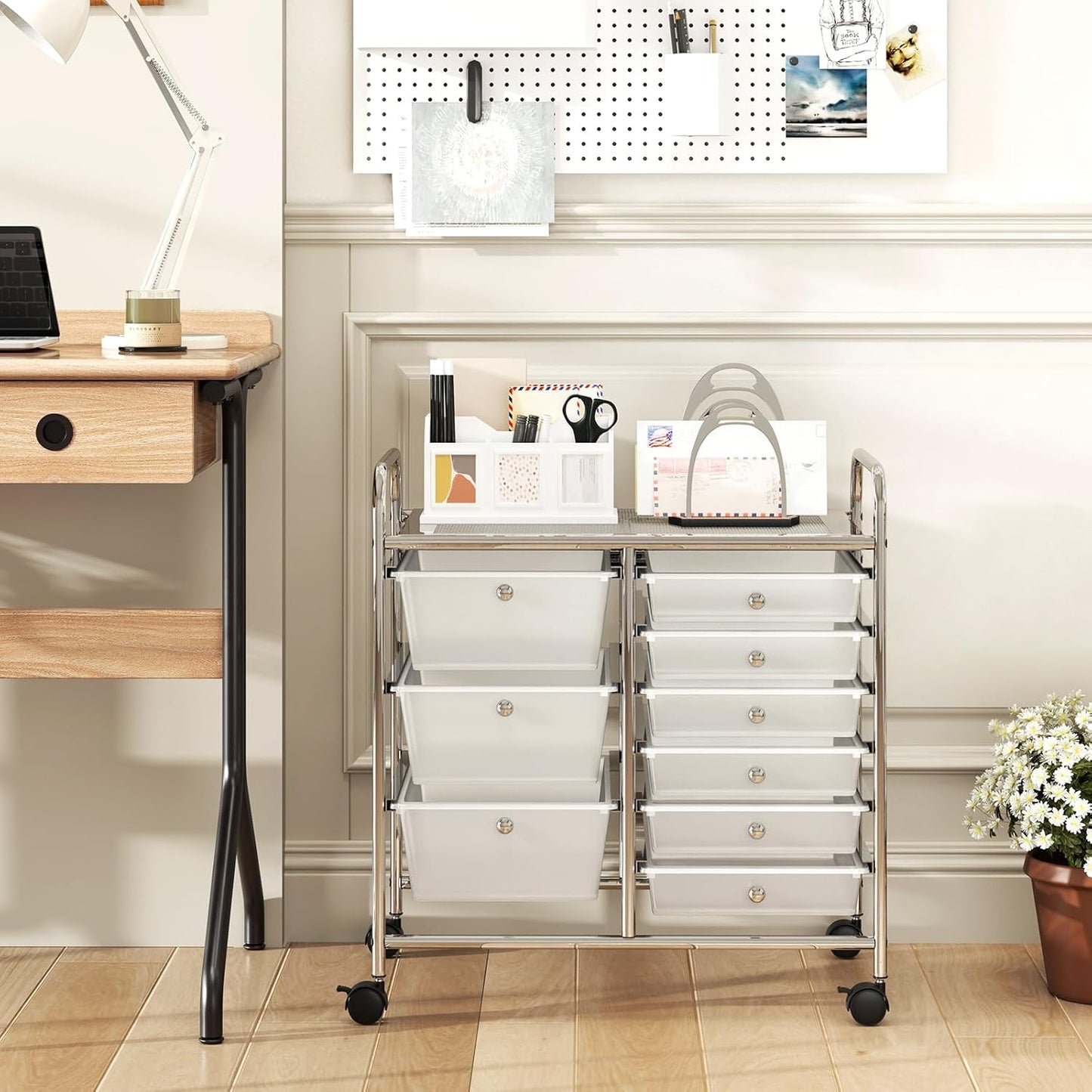GOFLAME 9-Drawer Rolling Storage Cart, Mobile Utility Cart with Removable Drawers & Metal Frame