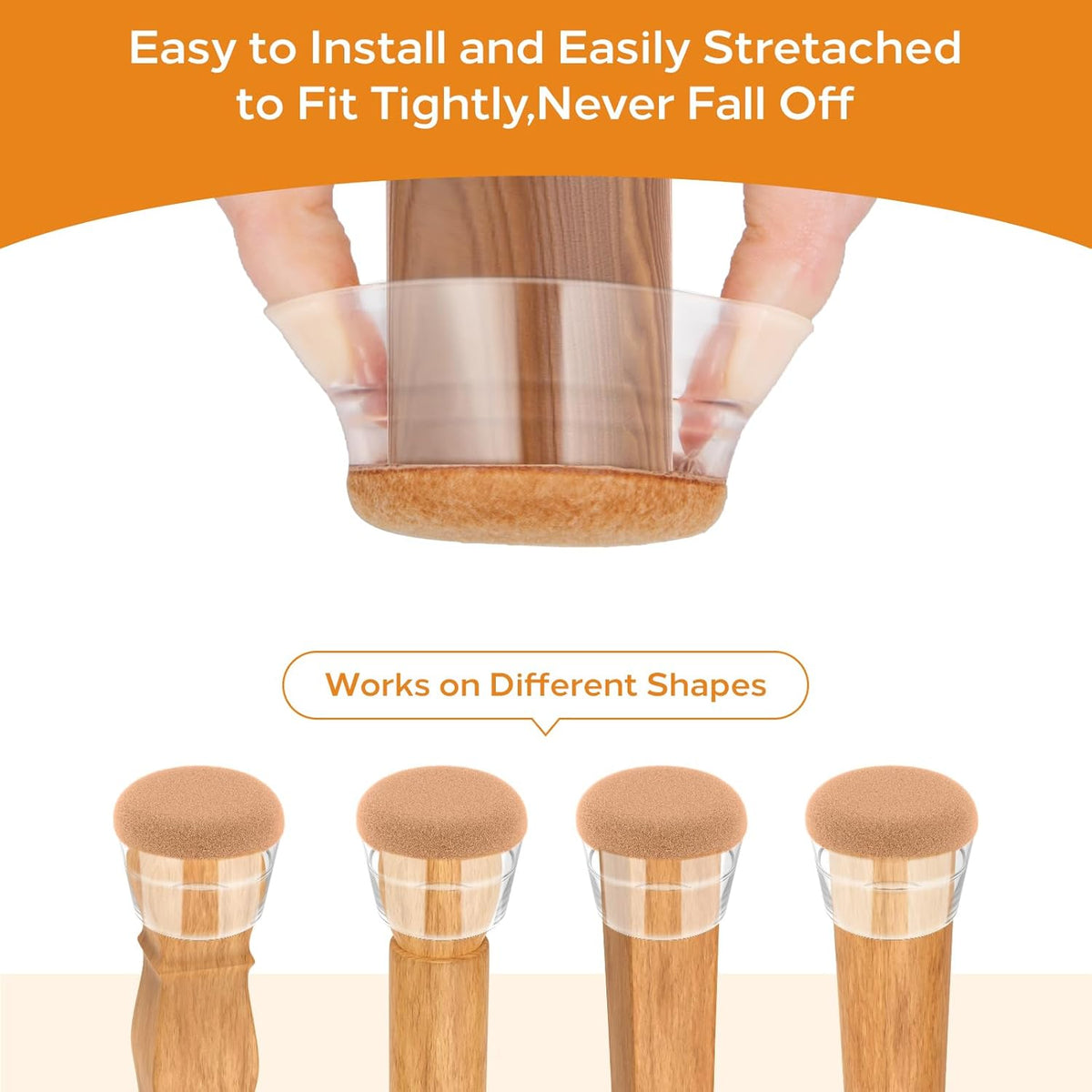 24 PCS Silicone & Felt Chair Leg Floor Protectors for Hardwood Floors - Furniture Pads, Chair Leg