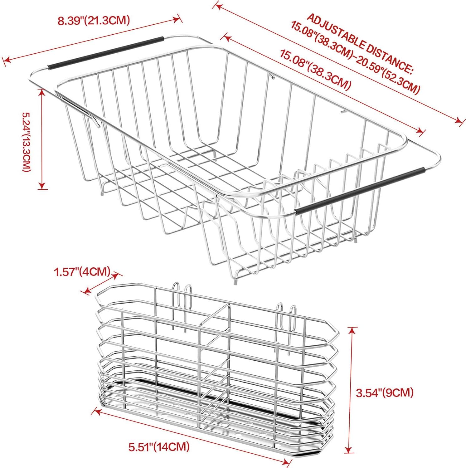 Small Dish Drainer Rack in Sink Adjustable, Expandable Stainless Steel Metal Dish Drying Rack