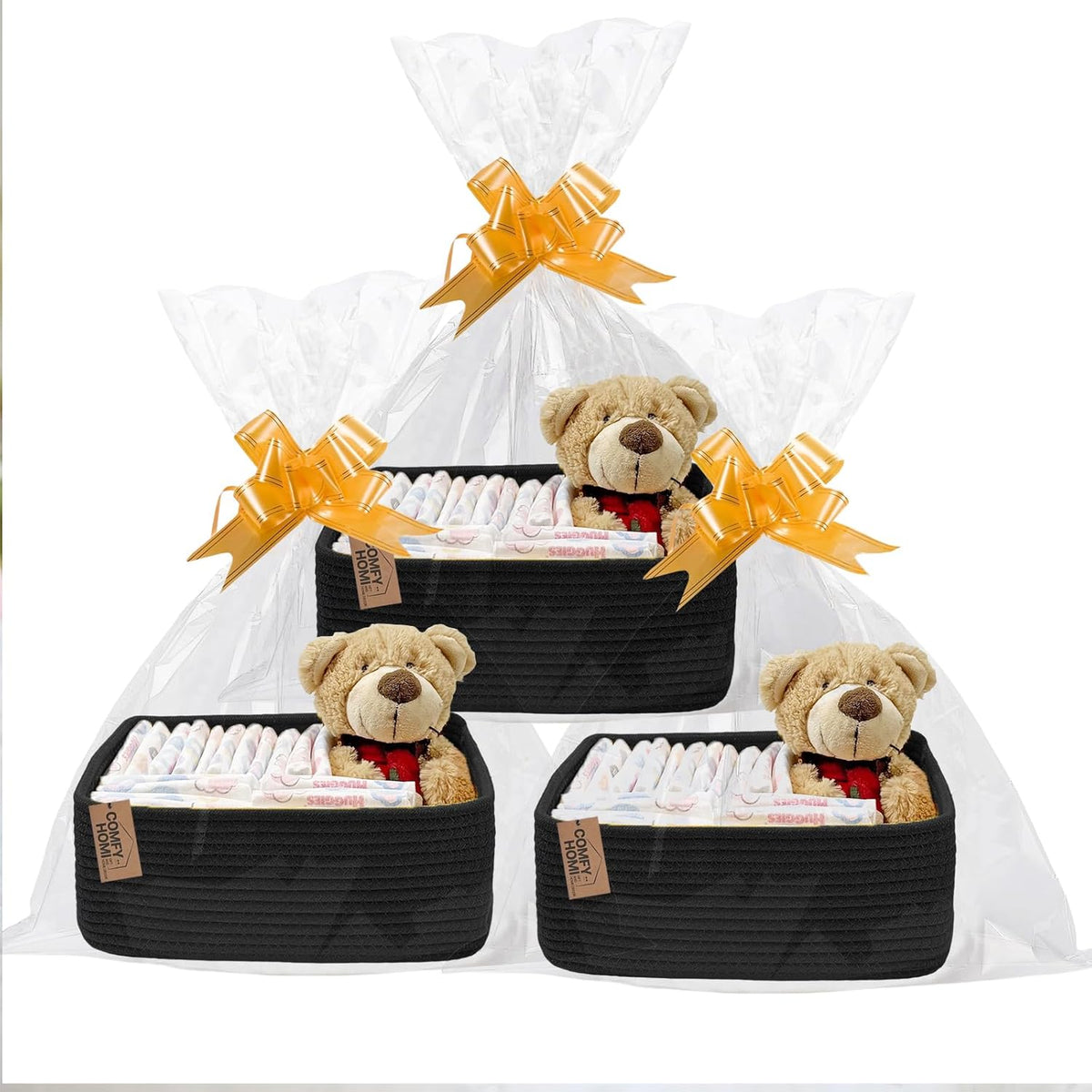 COMFY-HOMI 13" x 8.5" x 5.1" Storage Baskets for Organizing | Cotton Rope Woven Basket | Toy