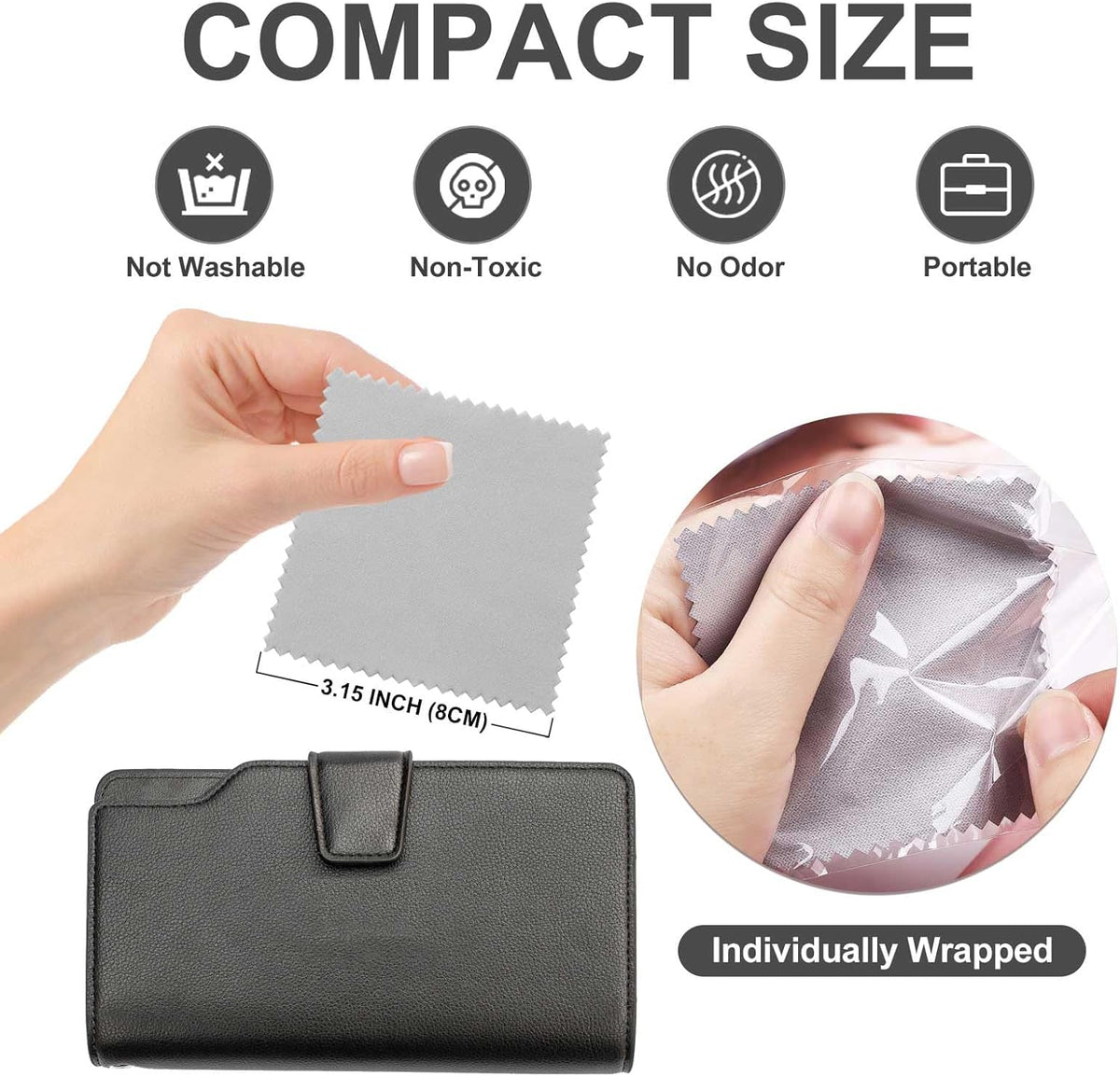 SEVENWELL 50pcs Jewelry Cleaning Cloth Gray Polishing Cloth for Sterling Silver Gold Platinum Small