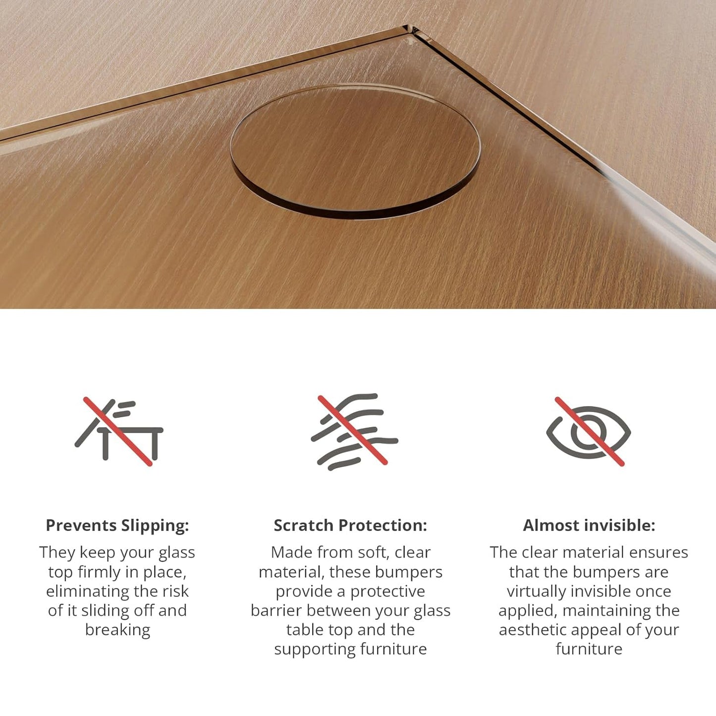 X-Protector Glass Table Top Bumpers - 20 PCS 1.2"- Non-Adhesive Glass Table Top Anti Slip Pads