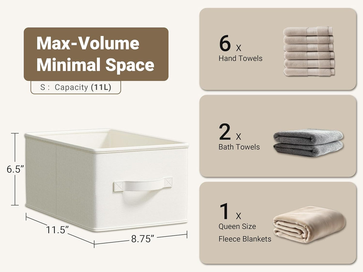 3 Pack Fabric Storage Bins for Shelves | 11.5x8.75x6.5in Storage Baskets | Fabric Closet Organizers