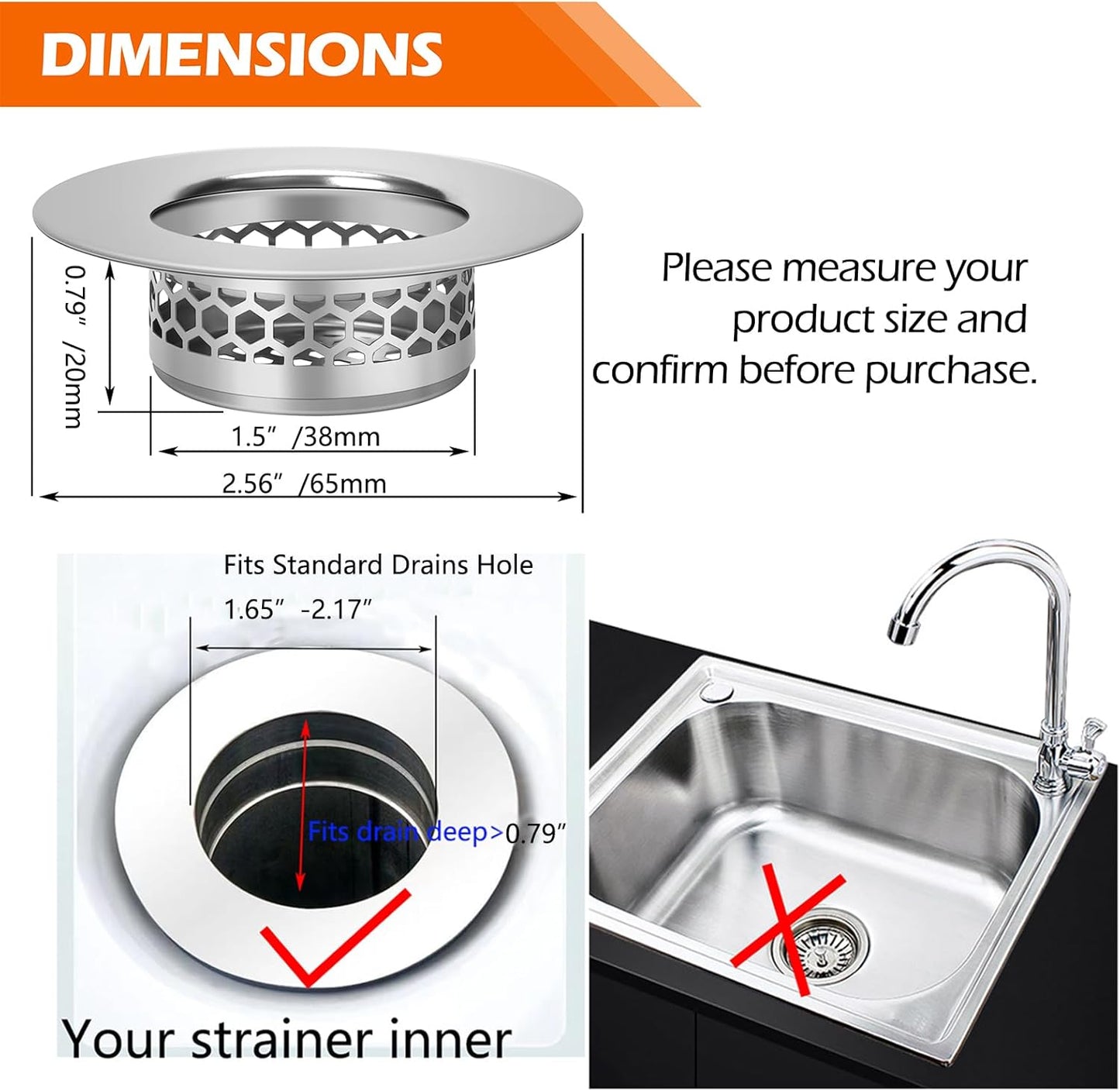 Hair Catcher Shower Drain Bathtub Lavatory Sink Drain Strainer for Laundry, Mop Pool, Utility