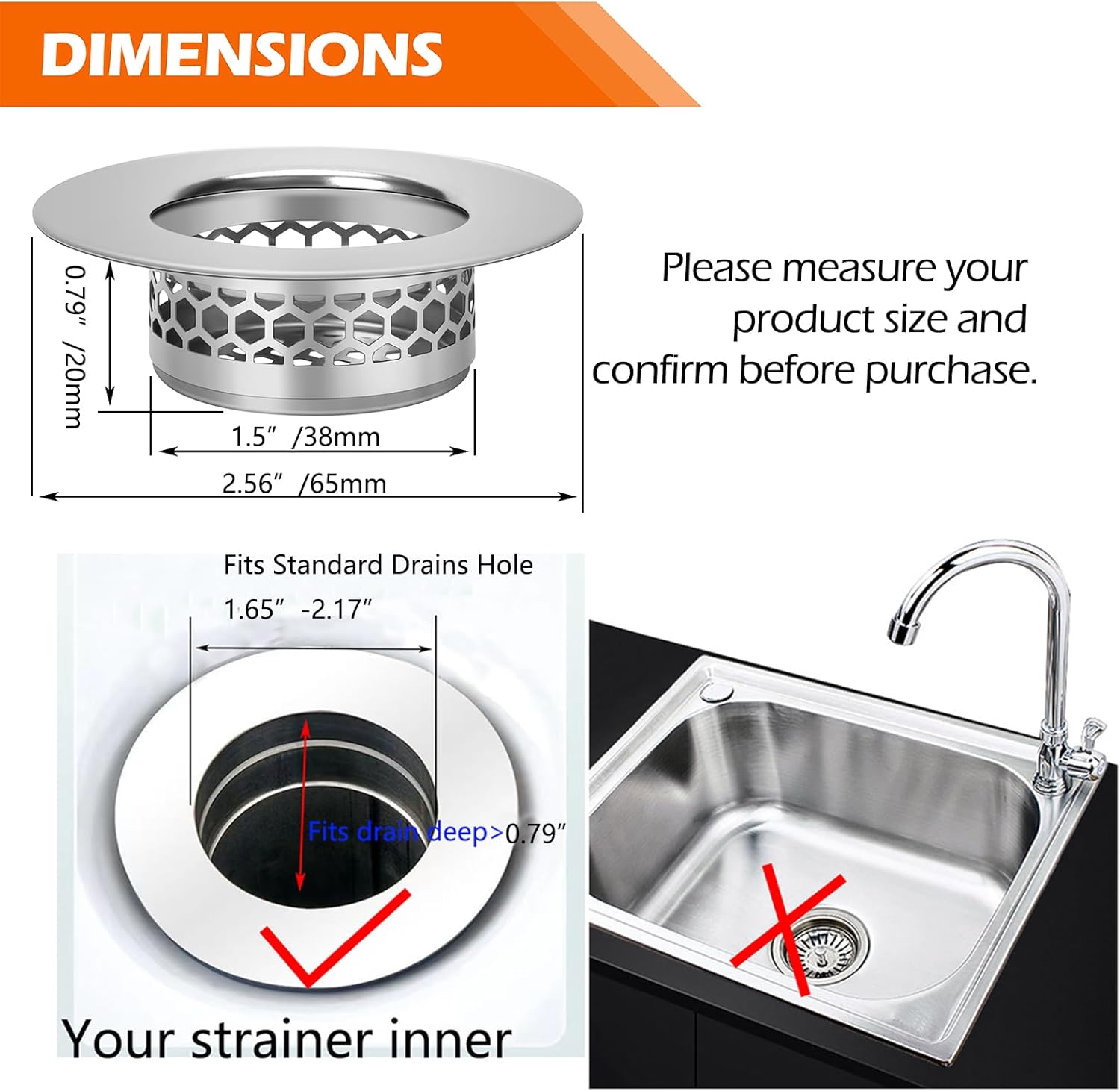 Hair Catcher Shower Drain Bathtub Lavatory Sink Drain Strainer for Laundry, Mop Pool, Utility
