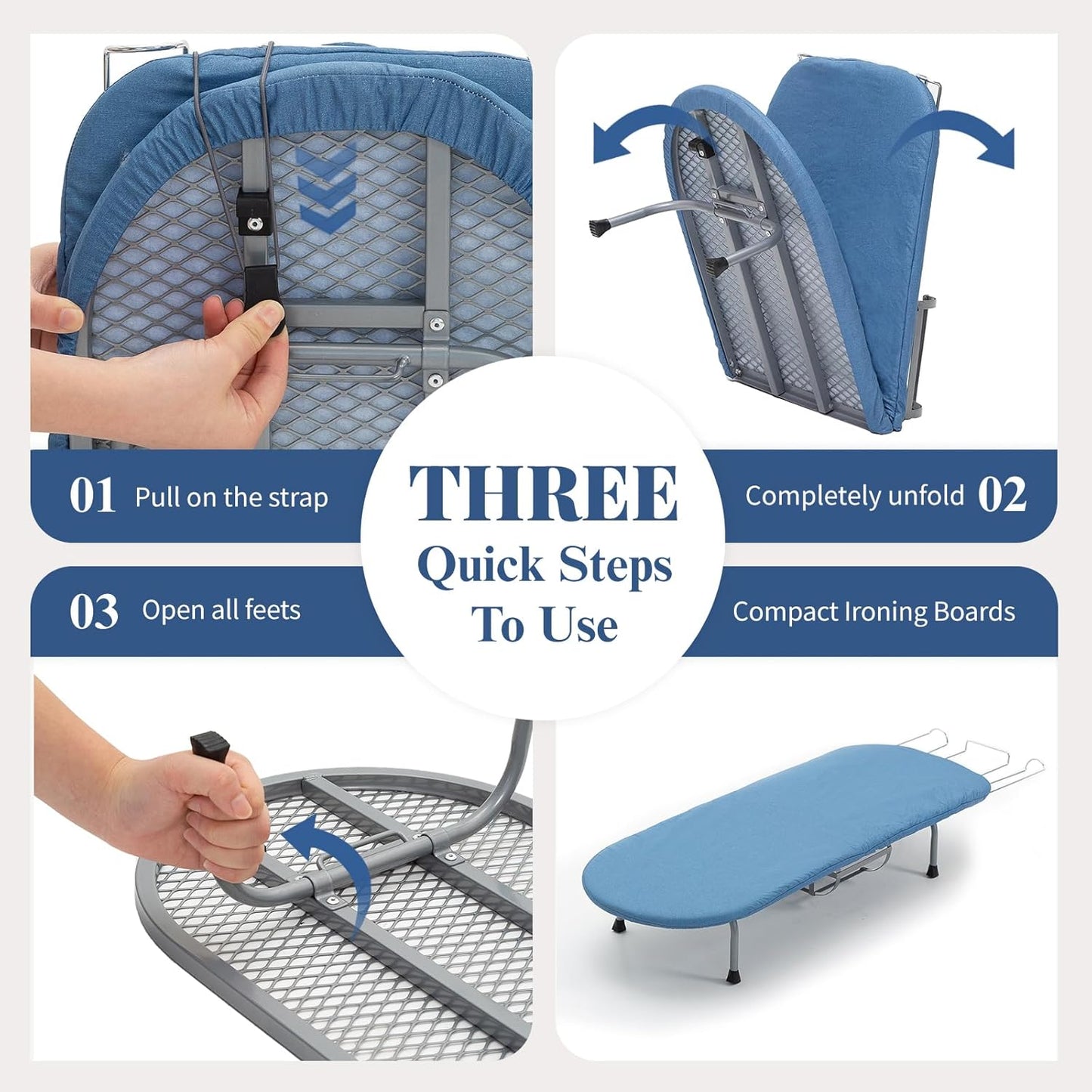 Metal Foldable Iron Board with Iron Holder, RAINHOL Small Ironing Board Tabletop with Heat