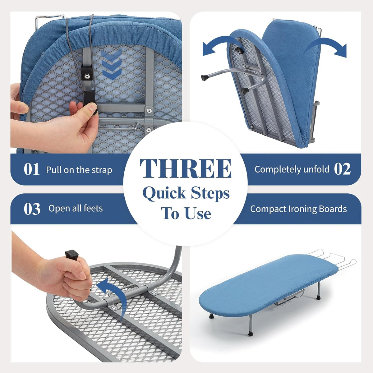 Metal Foldable Iron Board with Iron Holder, RAINHOL Small Ironing Board Tabletop with Heat