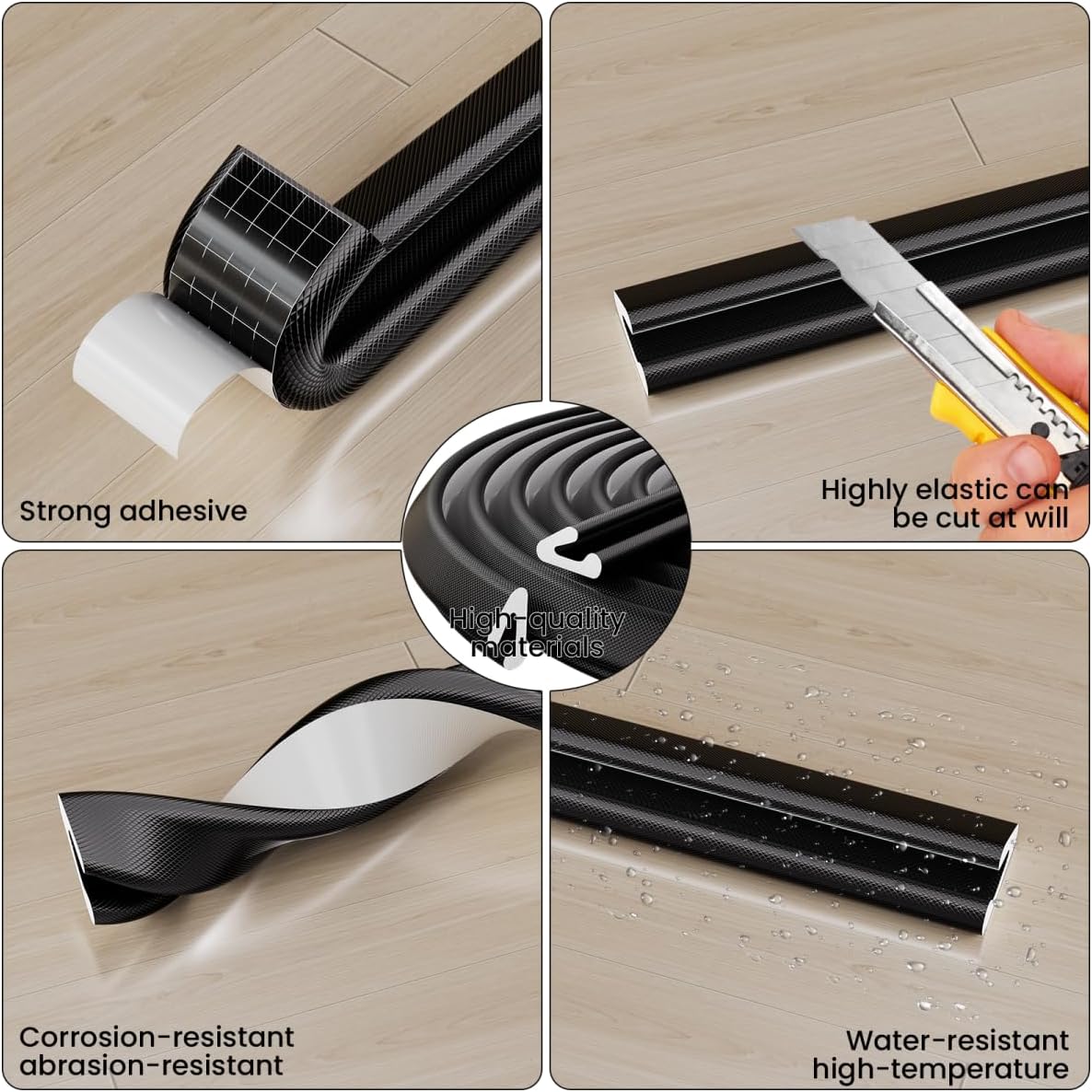 V Shape Foam Weather Stripping Door Frame Seal Strip 19.7FT Black, Draft Stopper, Insulation
