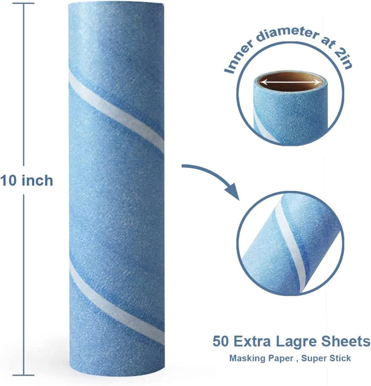 Leo 10-Inch Wide Lint Roller Refills, 3 Rolls with 50 Sheets Each (150 Sheets Total), Extra Sticky