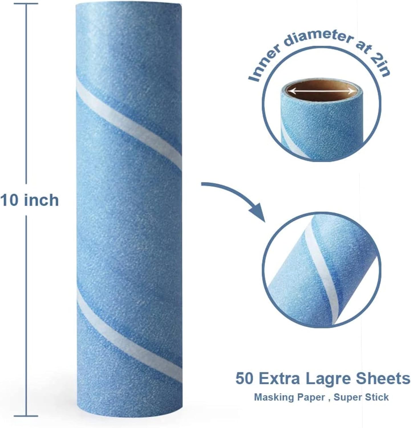 Leo 10-Inch Wide Lint Roller Refills, 6 Rolls with 50 Sheets Each (300 Sheets Total), Extra Sticky