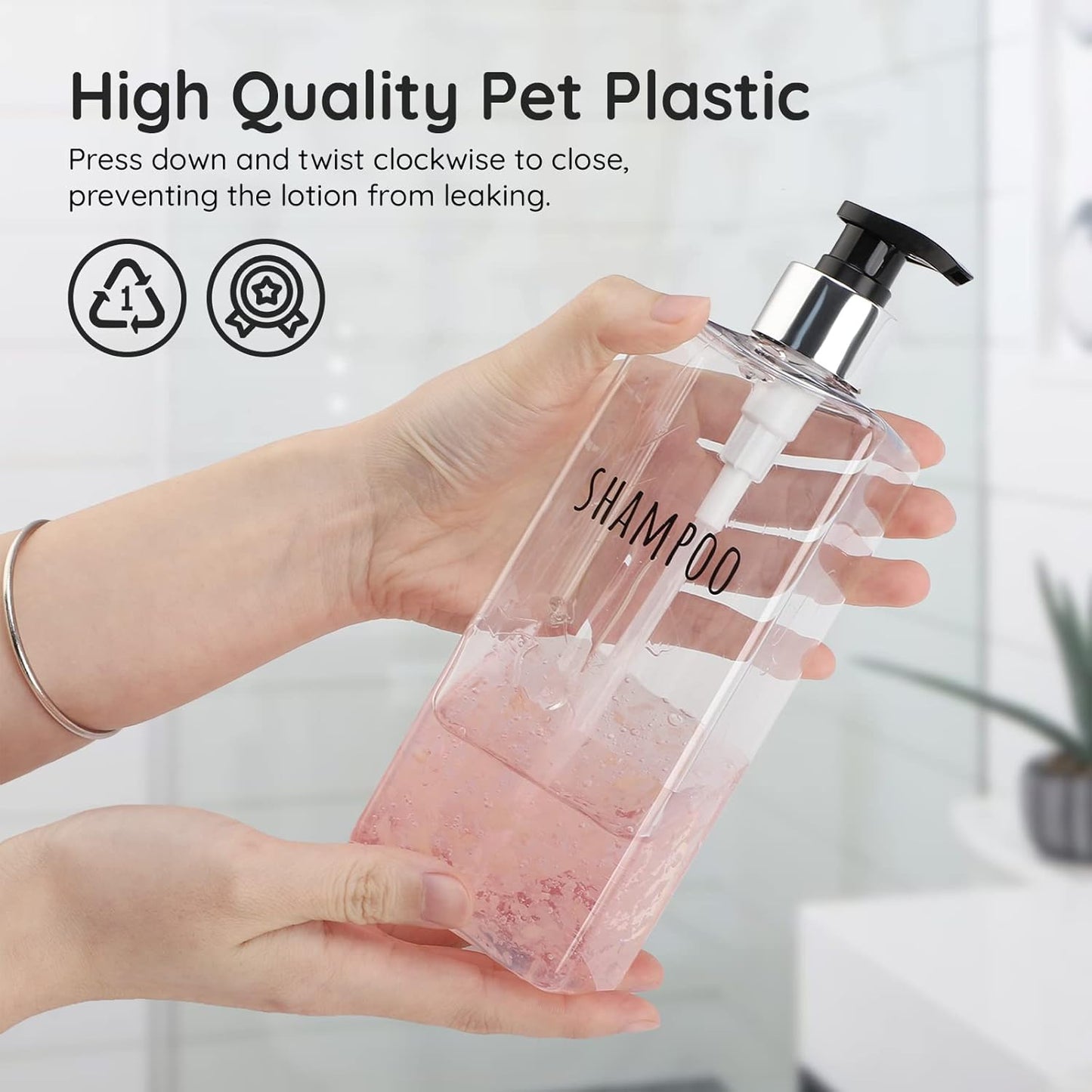 Segbeauty 3pcs Clear Soap Dispenser, 16.9oz Refillable Shampoo Conditioner Bottles, 500ml Empty