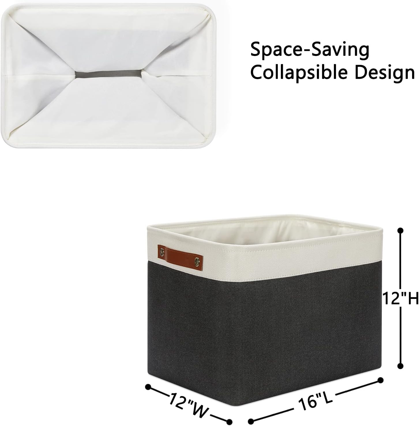 DULLEMELO Storage Bins Large-16"x12"x12" With Leather Handles for Organizing,Decorative Collapsible
