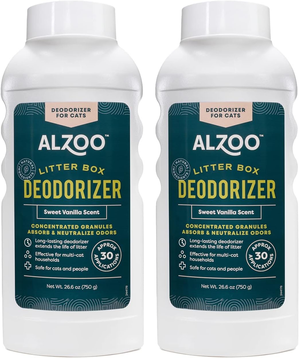 ALZOO Cat Litter Deodorizer, Concentrated Granules Absorb & Help Neutralize Odors, 100% Plant-Based