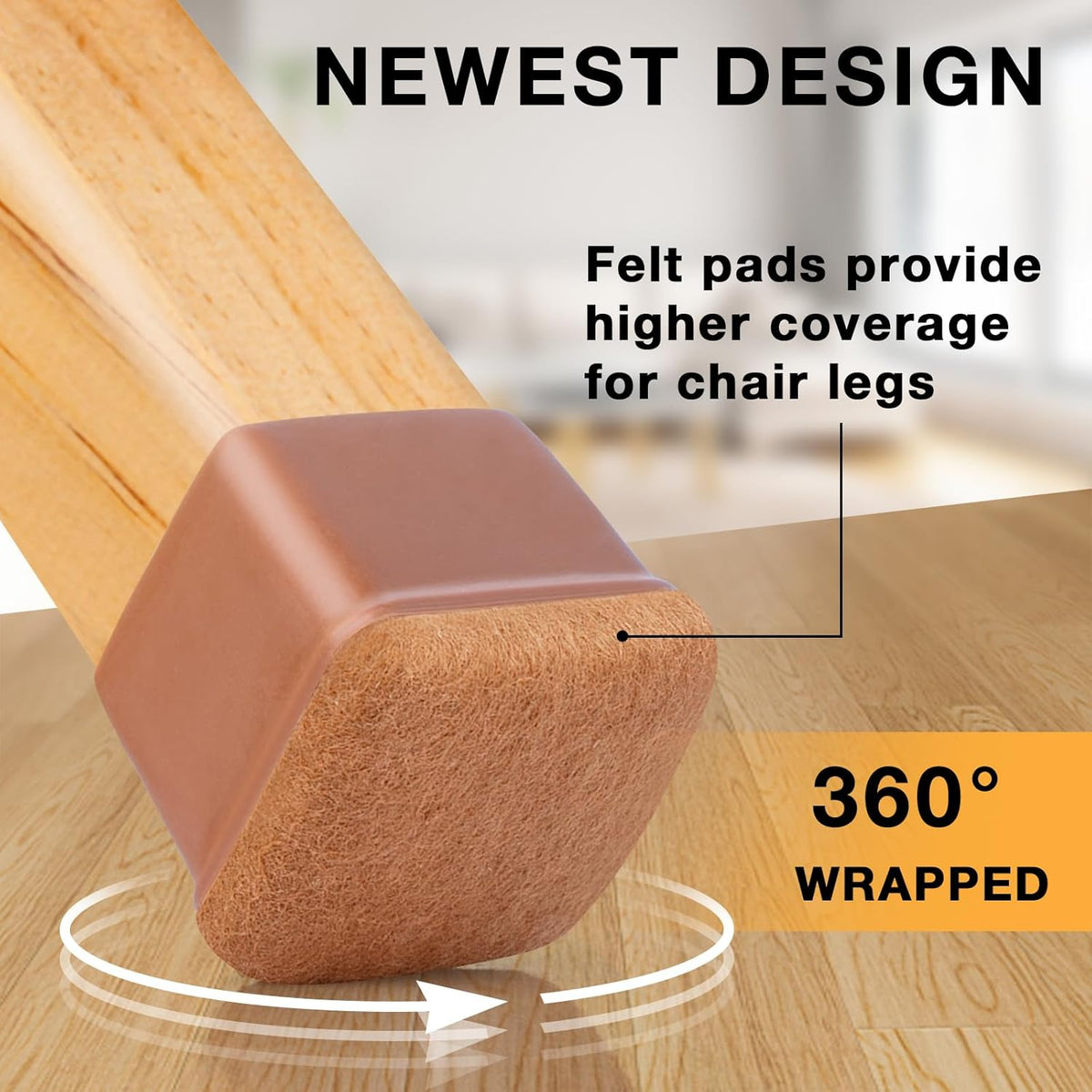 16 Pcs Chair Leg Floor Protectors Square, Silicone Chair Leg Protectors for Hardwood Floors, Chair