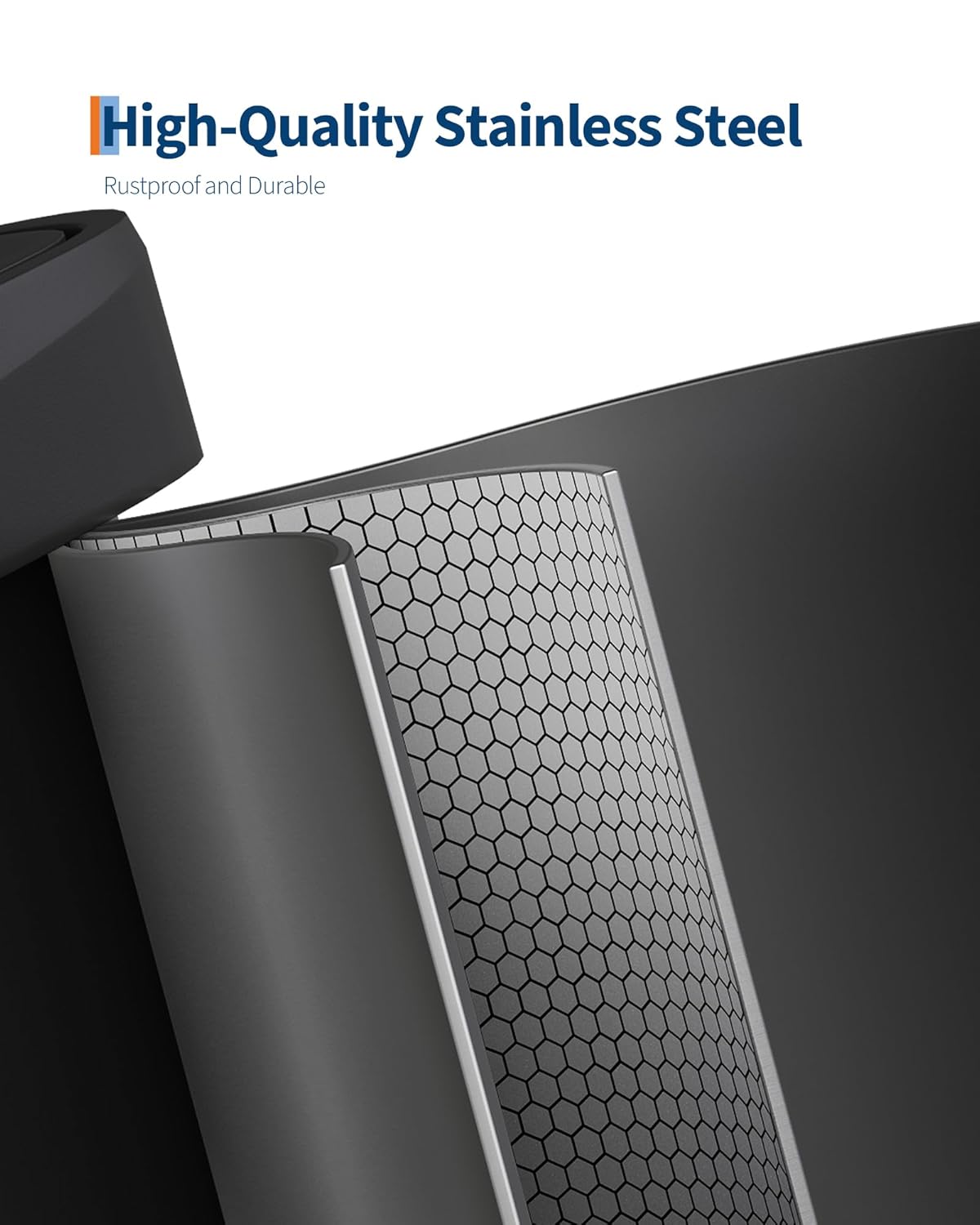 Garvee 16 Gallon / 60 Liter Metal Trash Can with Lid, Large Garbage Can for Kitchen, Rustproof