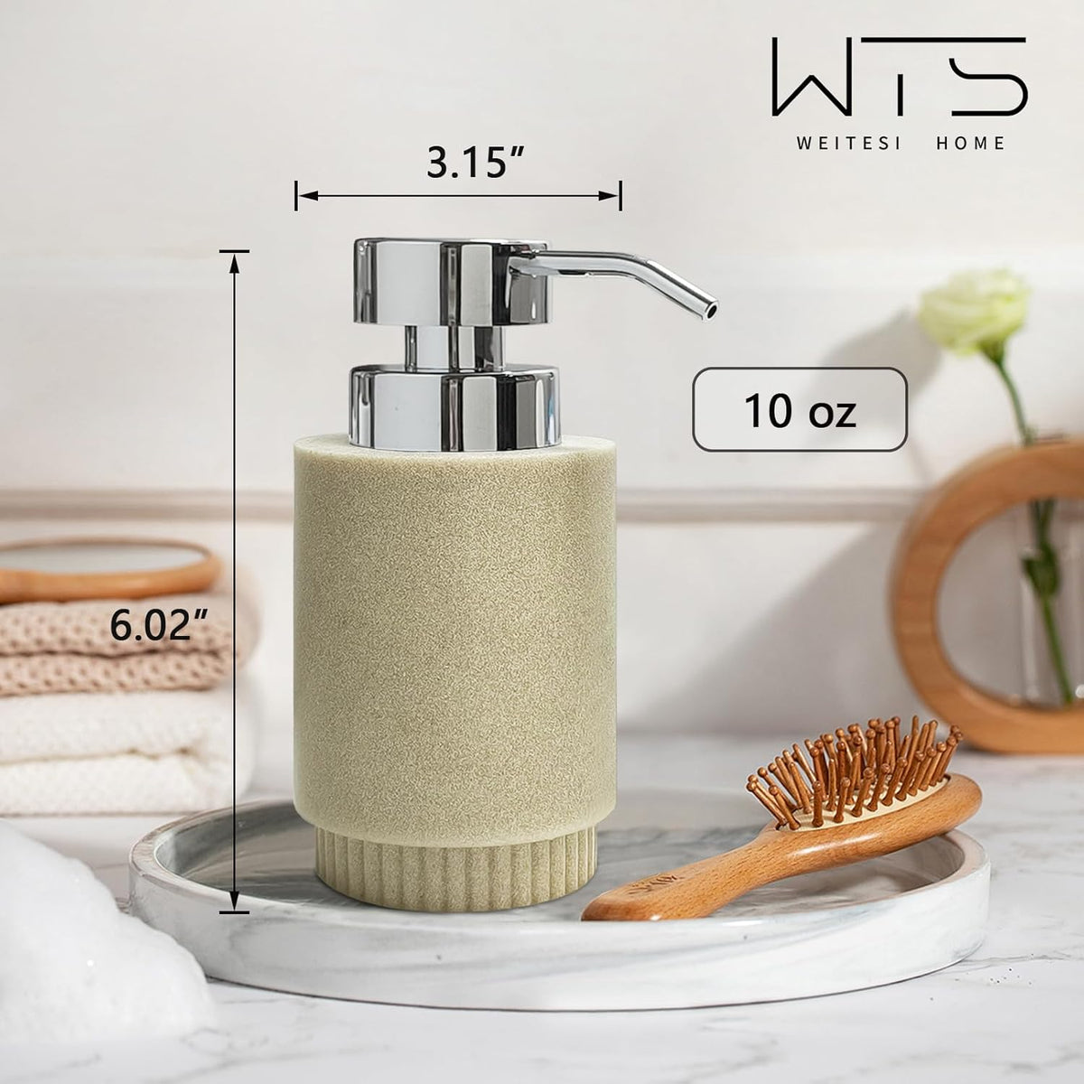 Resin Soap Dispenser for Bathroom, Hand Lotion Liquid Dispenser Easy-to-Press with Reusable Plastic