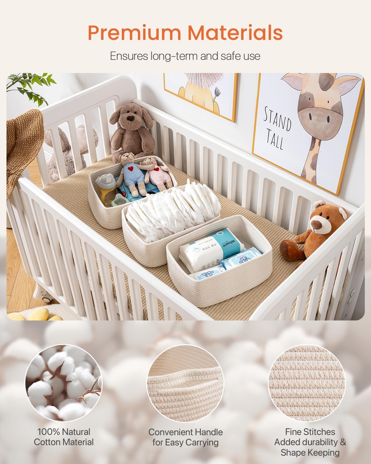 Small Woven Basket, 13.5 x 9.5 x 5 Inches, Storage Basket for Organizing, Cute Small Rope Shelf