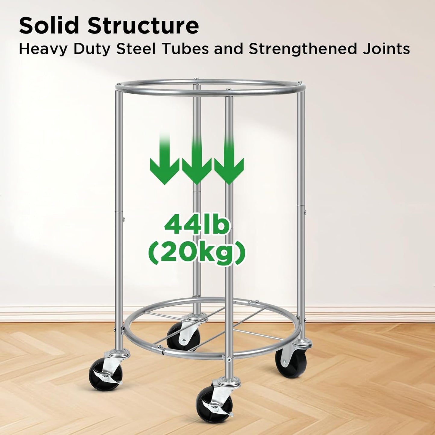 Laundry Hamper with Wheels, 100L Round Rolling Laundry Basket Sorter with Removable Bag, Clothes