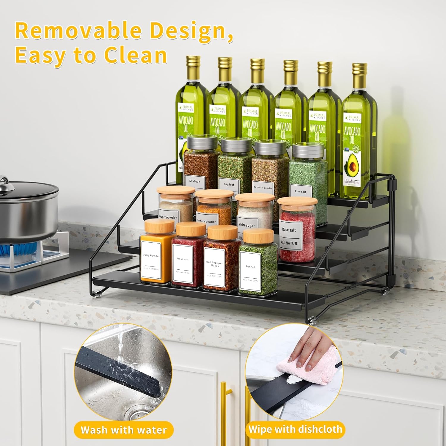 RCHYFEED Spice Rack Organizer for Cabinet Pantry,4 Tier Spice Rack Countertop,Tierd Spice