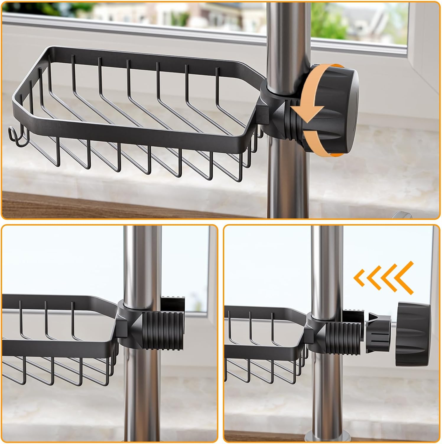 LONIN Sponge Holder Over Faucet Kitchen Sink Caddy Organizer, Stainless Steel Detachable Hanging