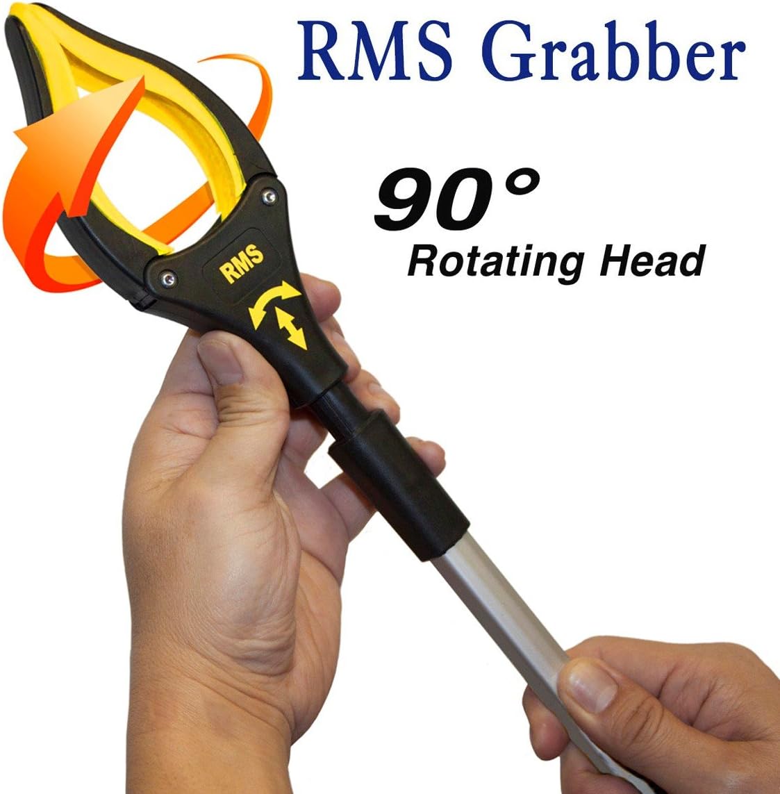 RMS 2-Pack 32 Inch Extra Long Grabber Reacher with Rotating Jaw - Mobility Aid Reaching Assist Tool