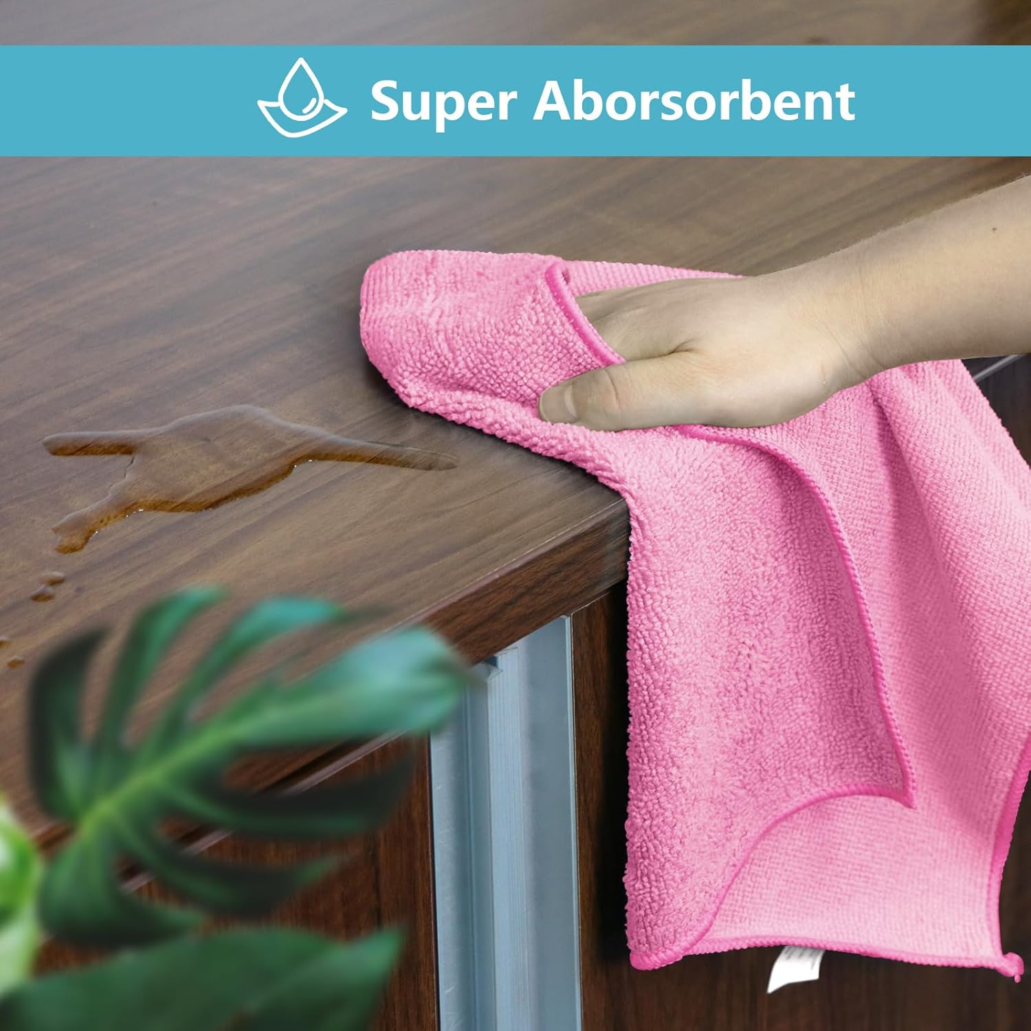 HOMEXCEL Pink Microfiber Cleaning Cloth, 50 Pack Cleaning Towels for Kitchen, Lint Free