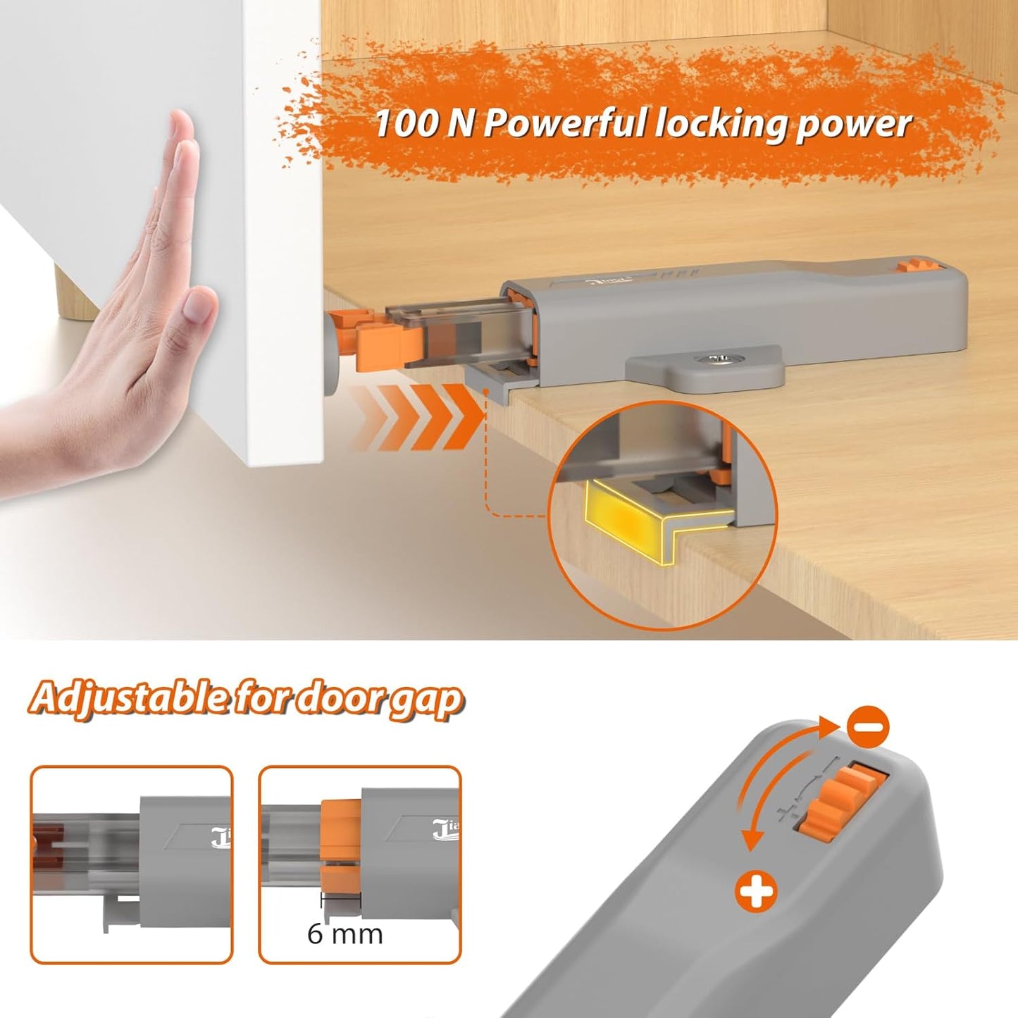Push Touch Latches for Cabinets, Jiayi 4 Pack Heavy Duty Push Lock Door Latch, Cabinet Press Out