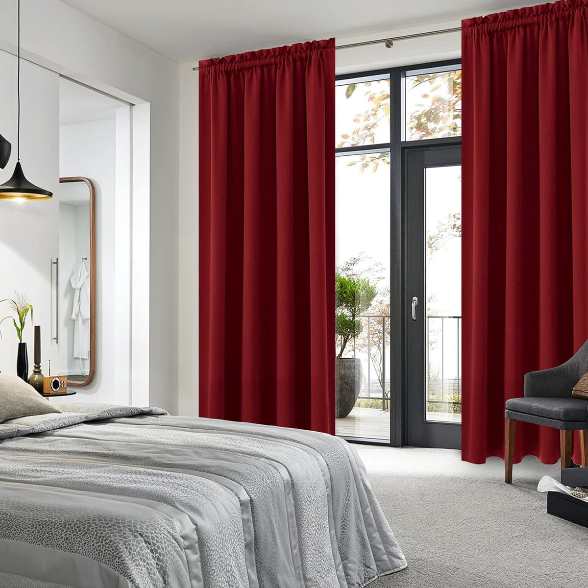 DWCN Christmas Blackout Curtains Room Darkening Thermal Insulated Bedroom Curtains Window Curtain