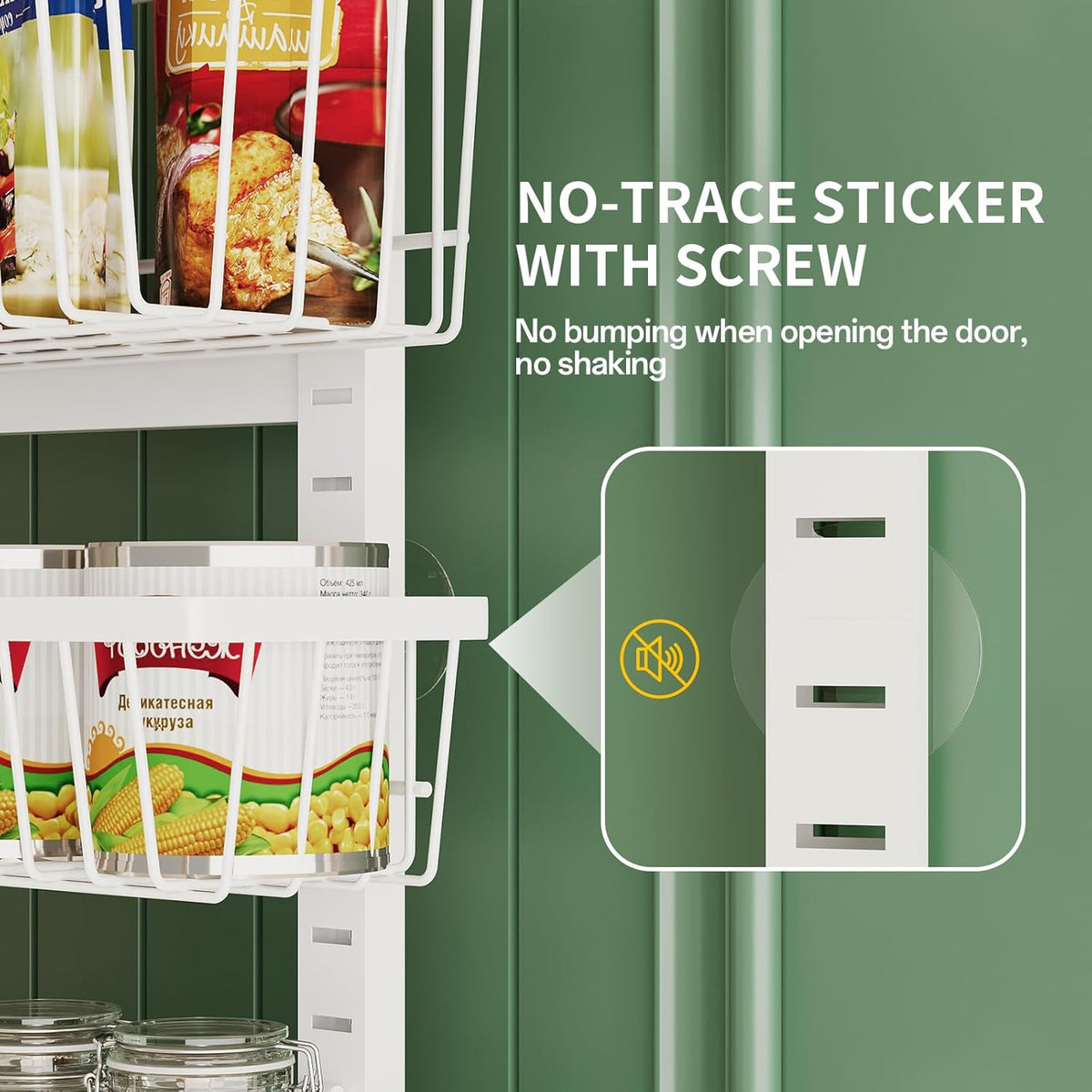 Over The Door Organizer，8-Tier Over The Door Pantry Organizer with Adjustable Baskets，Metal Hanging