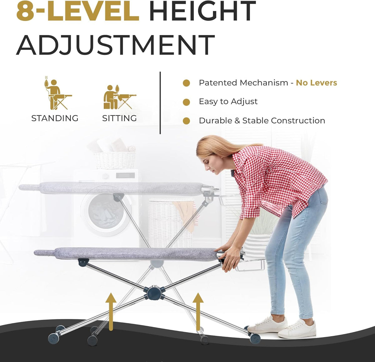 Dazzl 360° Dual-Sided Iron Board - Torso-Shaped Ironing Board Full Size with 8-Level Adjustable