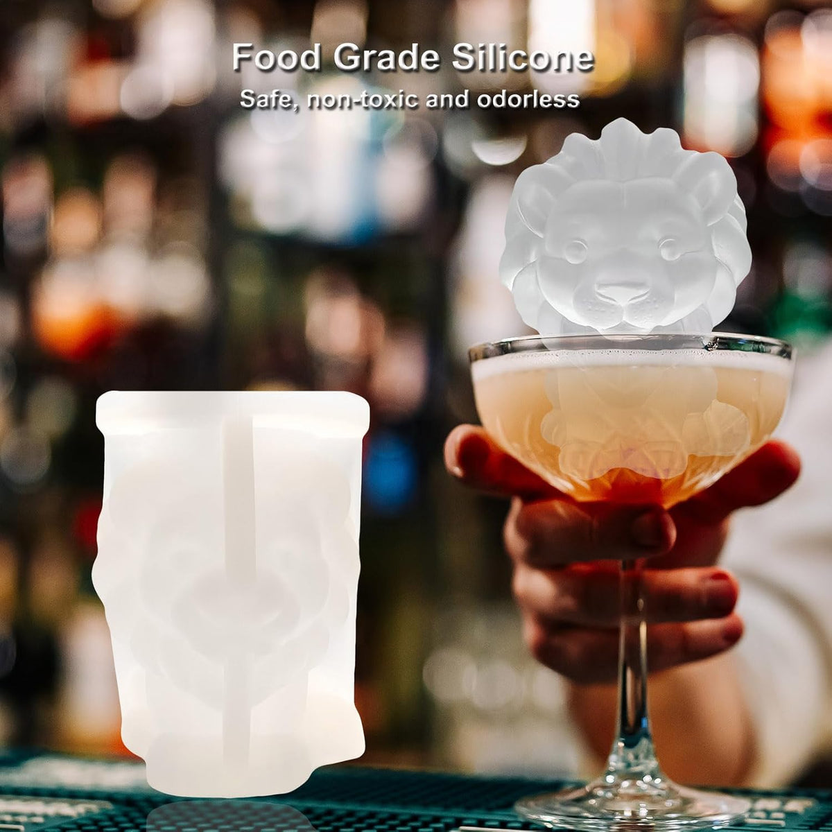 3D Lion Ice Cube Silicone Molds Tray for Whiskey, Cocktail, Drink Decor, Bar; Rich Details. Cute
