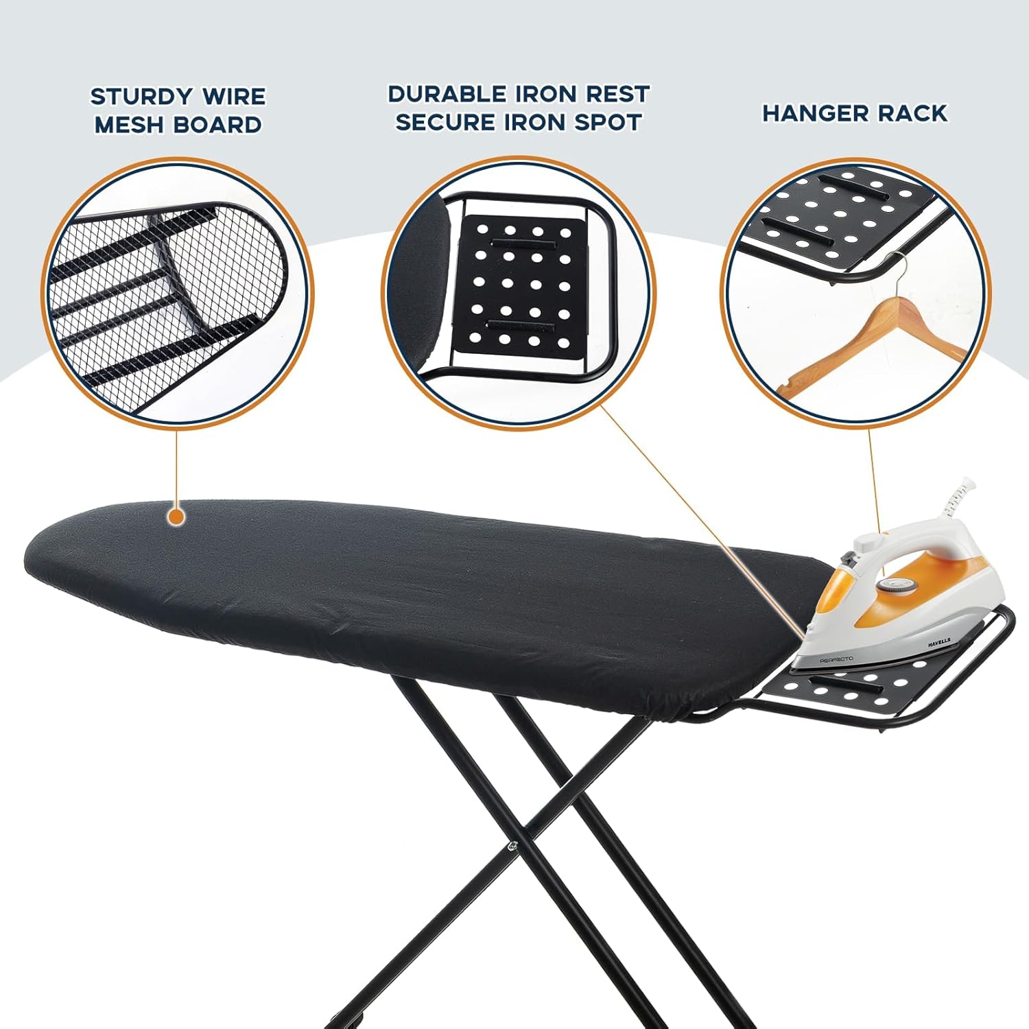 Ironing Board Full Size, RAINHOL 54"x13" Heavy Duty Compact Ironing Board with Iron Rest, Heat