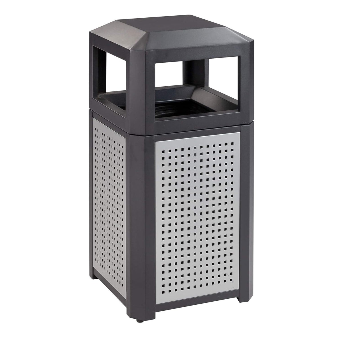 Safco Evos Steel Trash Can, 15 Gallons, Indoor and Outdoor Use, Commercial Garbage Can with Plastic