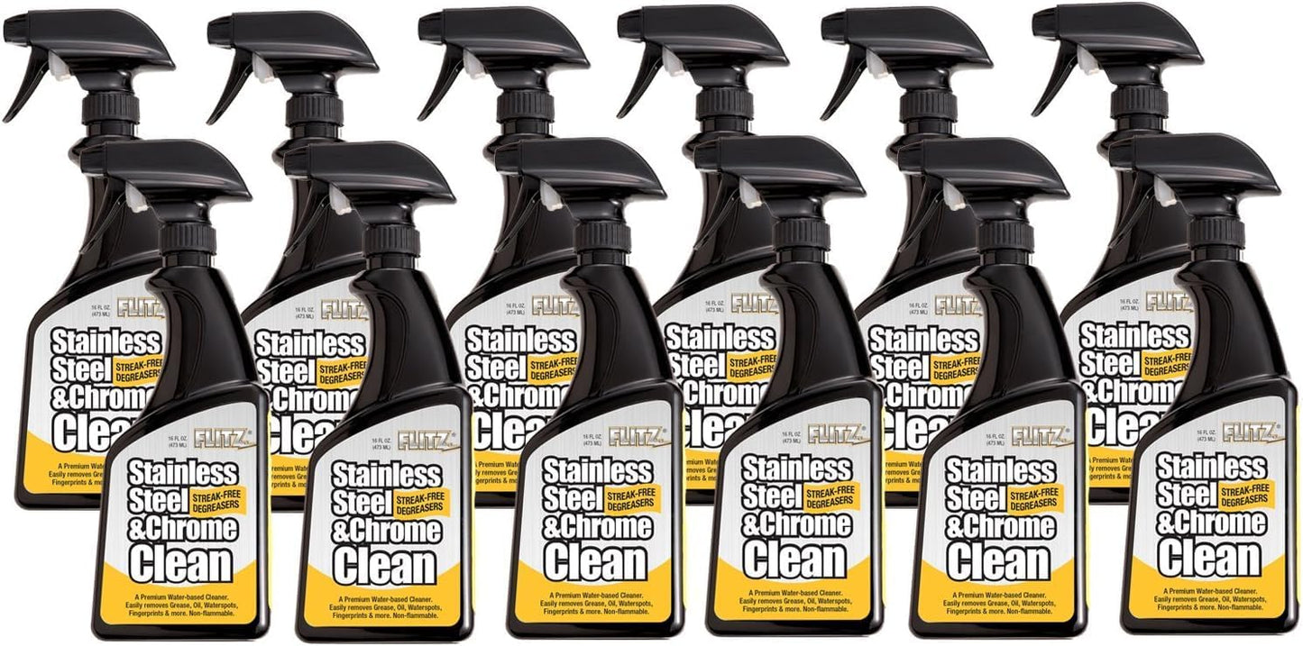 Flitz Stainless Steel & Chrome Clean - 16oz Bottle, USA-Made Stainless Steel Cleaner Spray for
