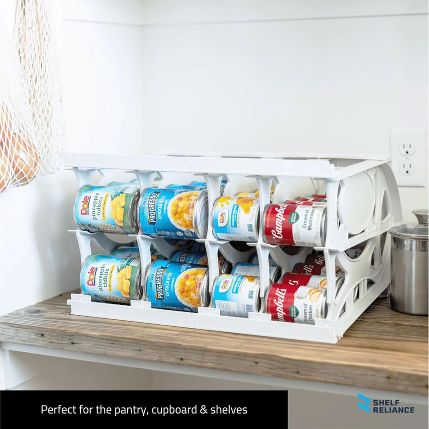 Shelf Reliance Cansolidator Pantry Plus - 2-Pack Can Organizer for Pantry, Stackable Soda Can