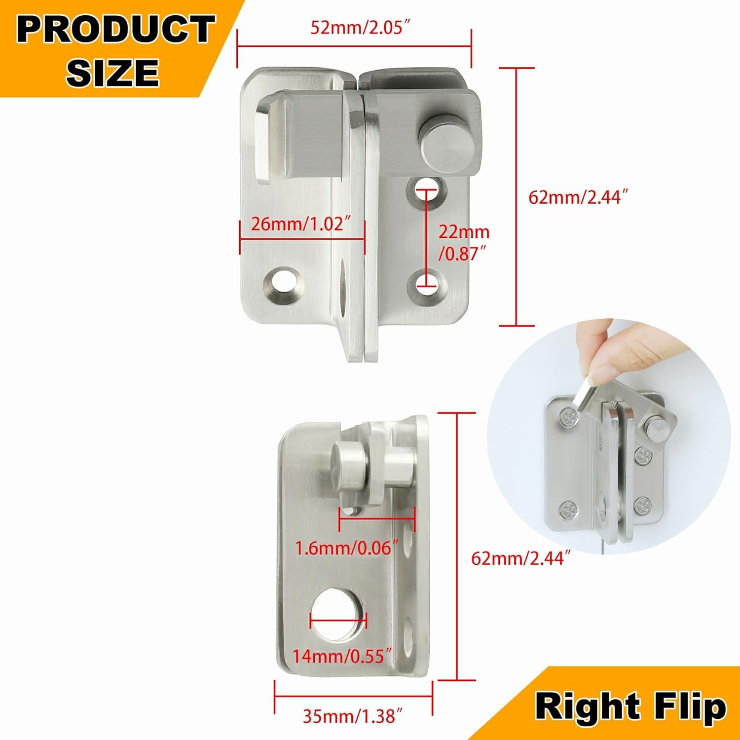Alise Flip Latch,Gate Latches Safety Door Lock Catch for Barn Cabinet Pet Cage Wood Fence Bathroom