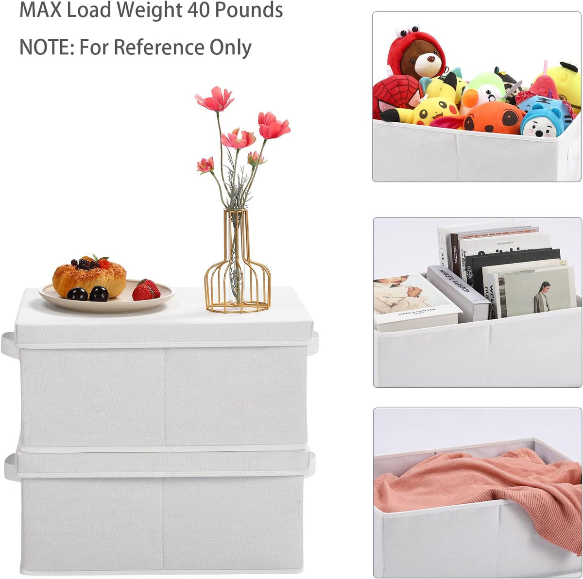 HOONEX Storage Bins with Lids for Organizing, Pack of 2, Storage Boxes with 2 Carrying Handles and