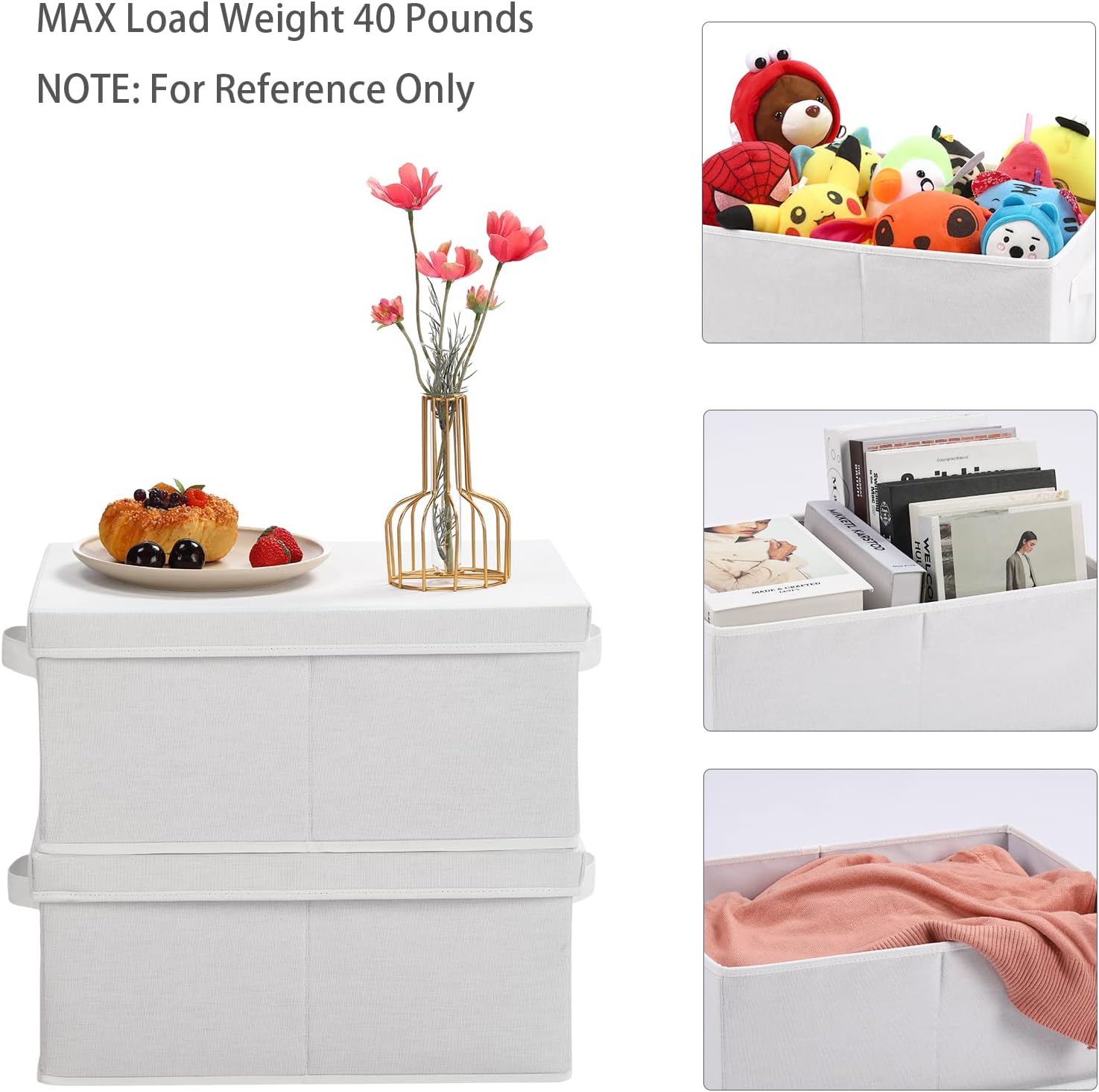 HOONEX Storage Bins with Lids for Organizing, Pack of 2, Storage Boxes with 2 Carrying Handles and