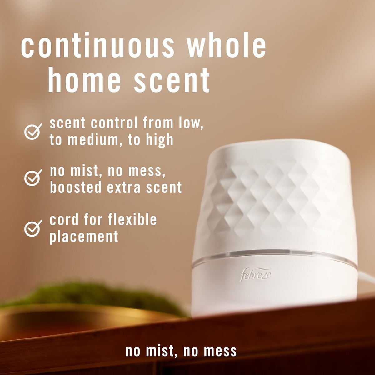 Febreze Plug Scent Booster Starter Kit, Oil Diffuser, Air Freshener Plug in, Continuous Scent
