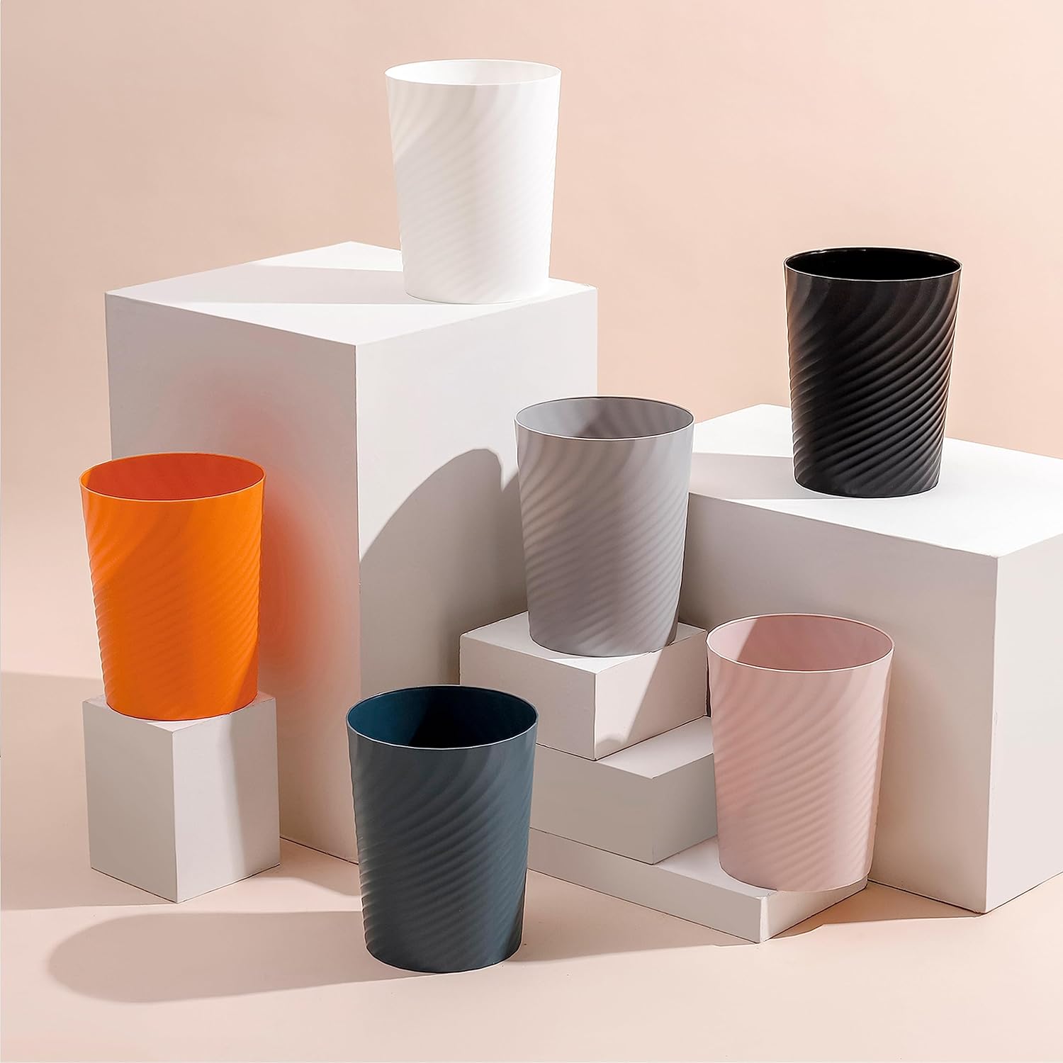 UUJOLY Plastic Small Trash Can Wastebasket, Garbage Container Basket for Bathrooms, Laundry Room