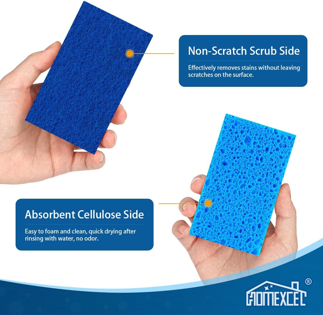HOMEXCEL Sponges Kitchen 24pcs, Non-Scratch Sponges for Dishes, Scrub Cleaning Sponge Safe on