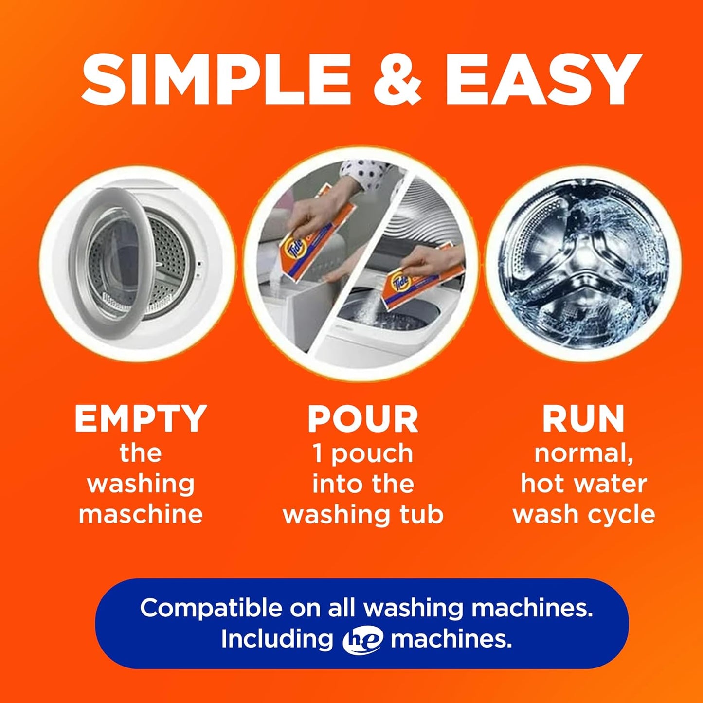 Washing Machine Cleaner by Tide, Washer Machine Cleaner with Oxi for Front and Top Loader Washer