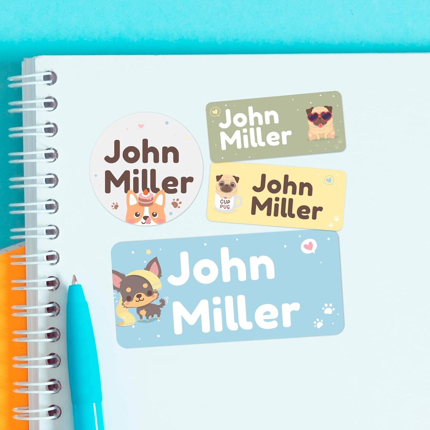 Personalized Name Tag Stickers for Kids (130+ Pack) | Dog Waterproof Labels for School Supplies