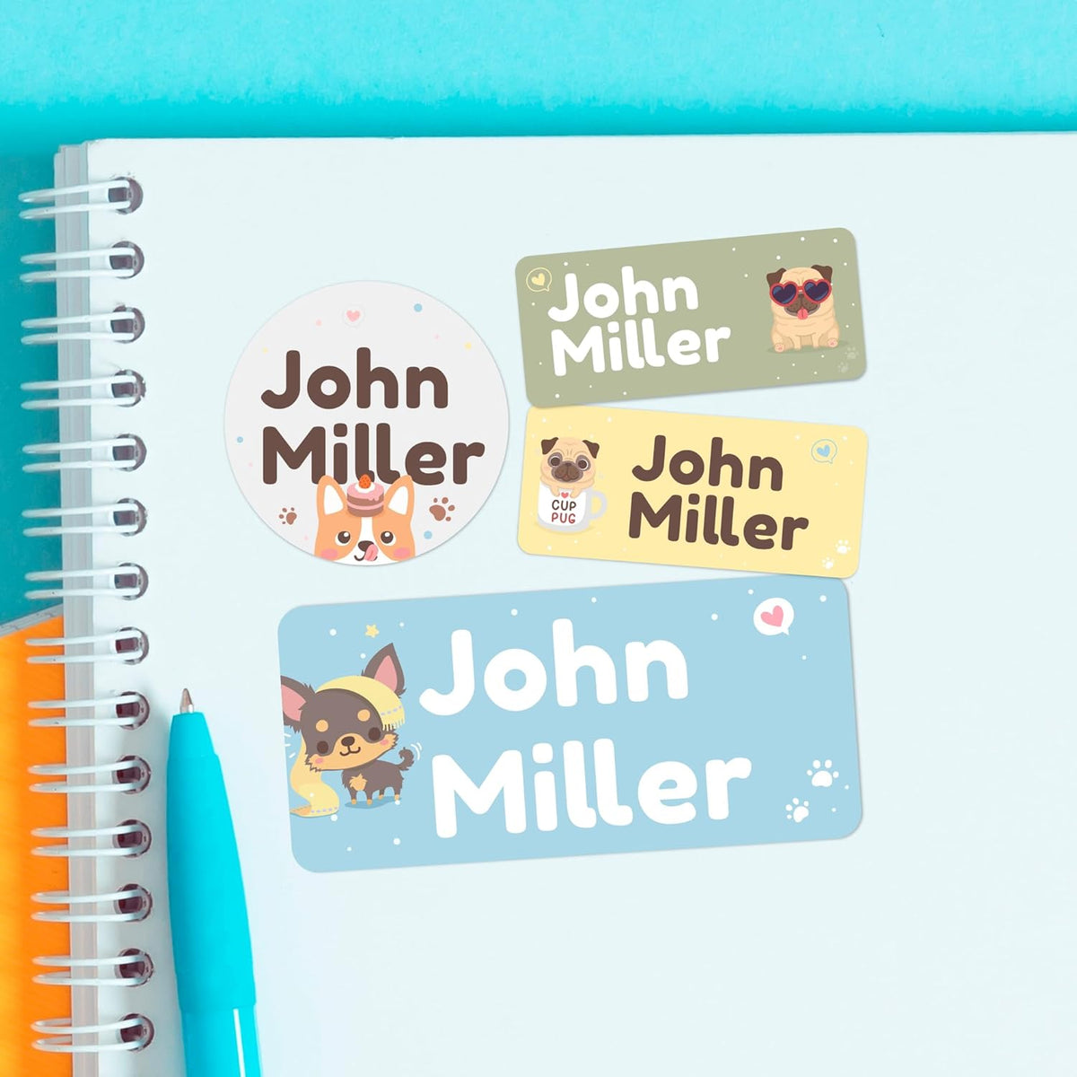 Personalized Name Tag Stickers for Kids (130+ Pack) | Dog Waterproof Labels for School Supplies