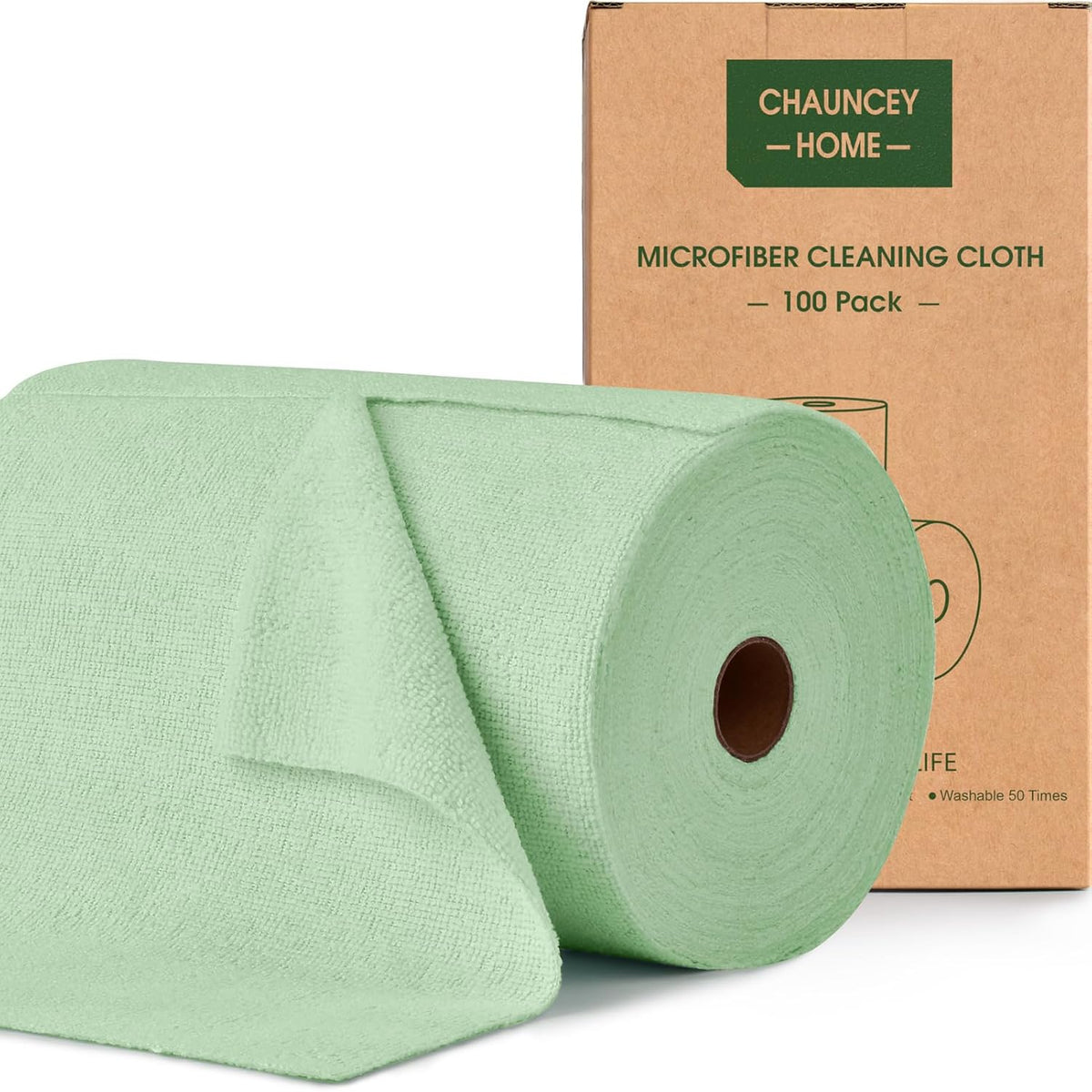 Roll of Microfiber Cleaning Cloth –100 Pack, Tear Away Microfiber Towels, Reusable, Washable