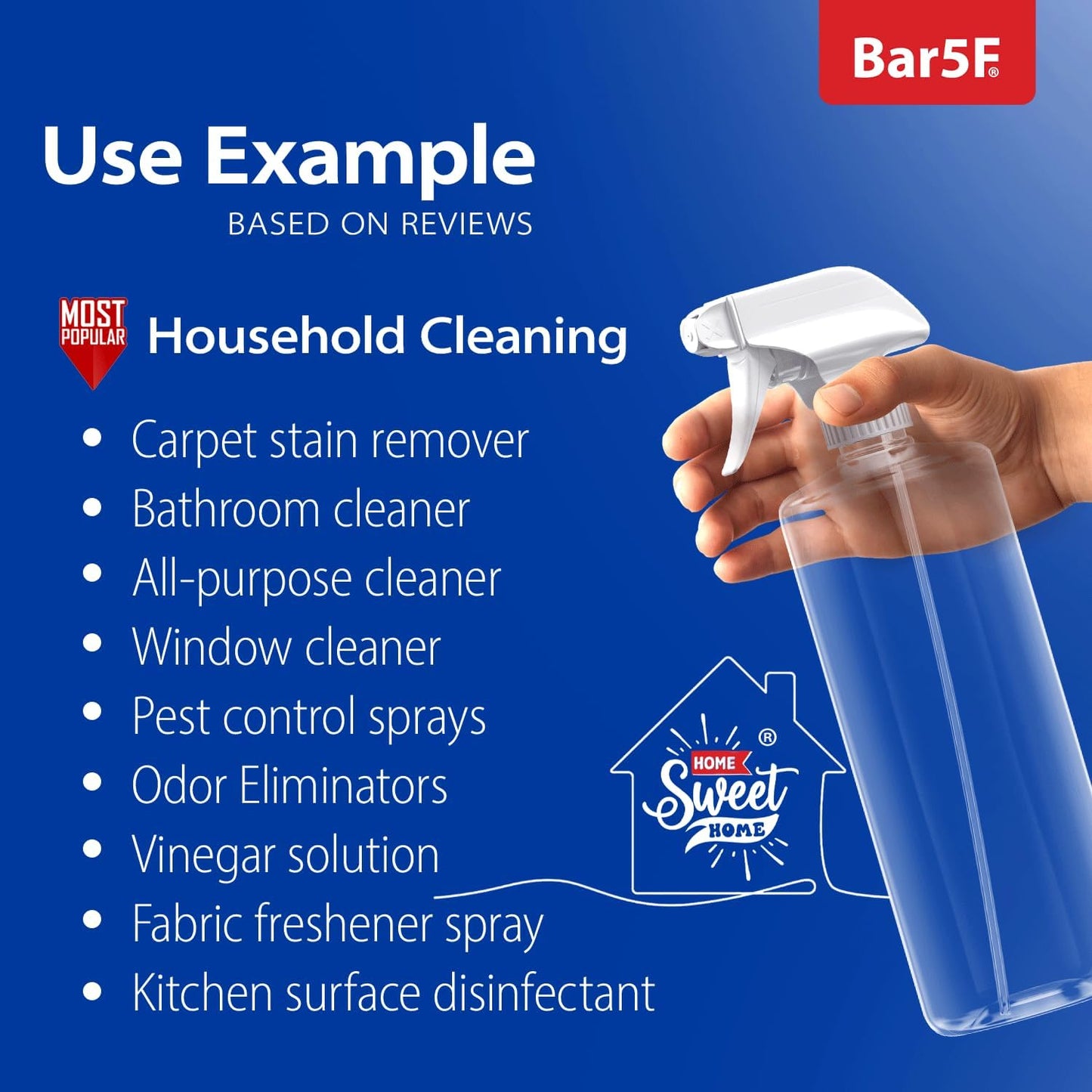 Bar5F Plastic Spray Bottles with Mixor Trigger, 32 oz | Professional, Leak Proof, Empty, Adjustable