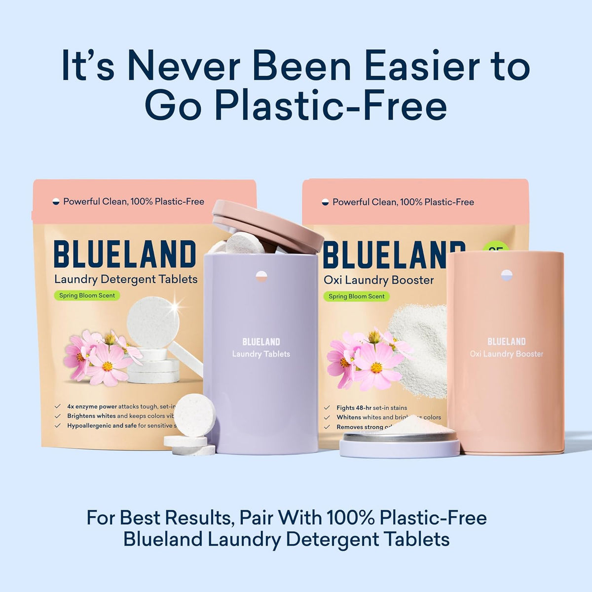 BLUELAND Oxi Laundry Booster Powder Refill 2-Pack, Spring Bloom Scent, 50 Loads, 35.2 oz